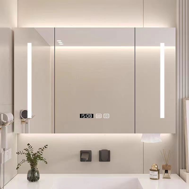 实木智能浴室镜柜卫生间除雾浴室镜洗手间镜子挂墙式置物架收纳储