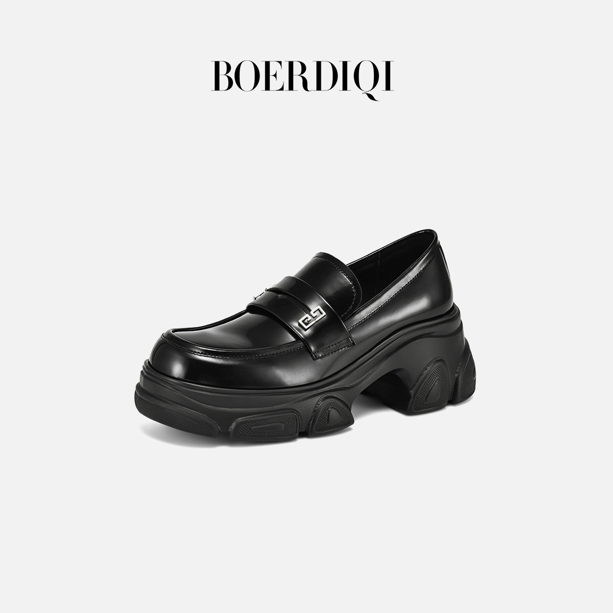 【天天yoko&波尔谛奇】英伦风厚底乐福鞋女一脚蹬漆皮单鞋