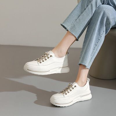 【天天yoko&波尔谛奇】头层牛皮小白鞋春款轻便休闲一脚蹬板鞋