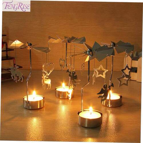 FENGRISE Metal Candlestick Merry Christmas Table Decor