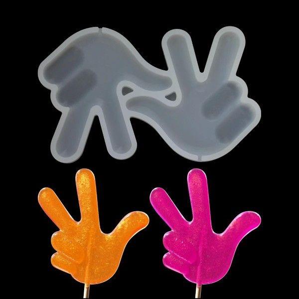 Victory Gesture Shape Silicone Lollipop Molds Chocolate Pop