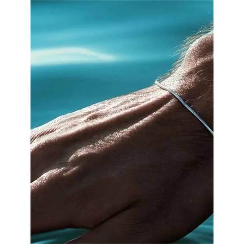 Simple MEN Stainless Steel Square Snake Bone Chain Bracelet