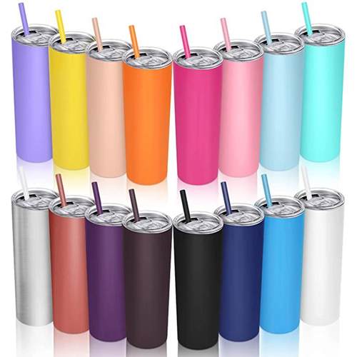20oz Skinny Tumbler Stainless Steel Thermos Water Bottle Wit