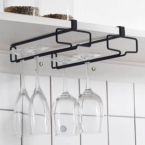 No Drilling Metal Wine Glass Holder - Stemware Rack for Unde
