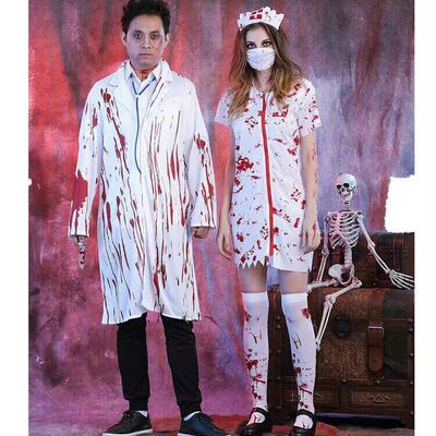Halloween horror bloody nurse zombiedoctor costume万圣节服装