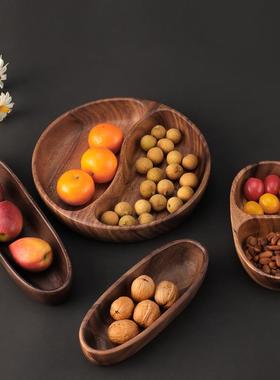 Walnut boat shaped bowl, creative wooden salad bowl