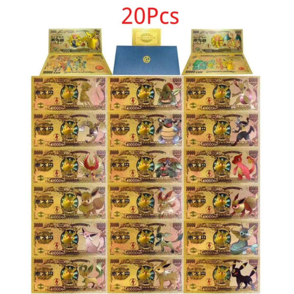 Anime Pokemon Cards Pikachu Pokeball gold banknote pvc Bankn