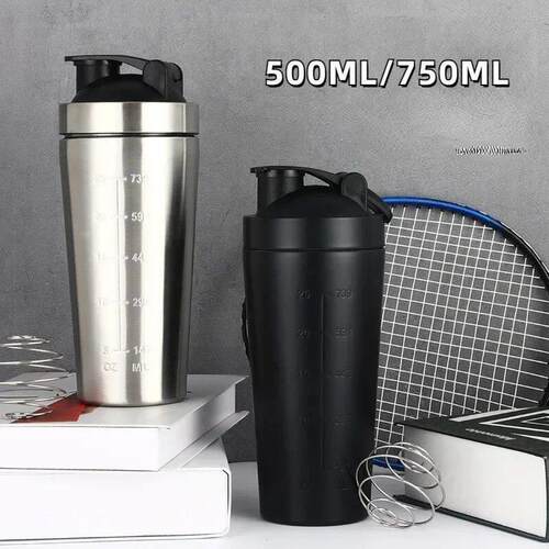 Stainless Steel Protein Shaker Cup Portable Fitness Sports M