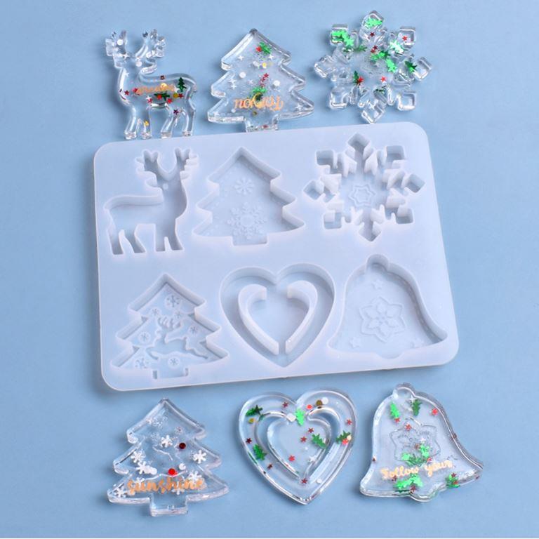 Christmas Mold DIY Resin Crystal Epoxy Mold Snowflake Elk Pe
