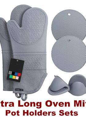 Oven Mitts Pot Holders Silicone Mittens Gloves Hot Pads