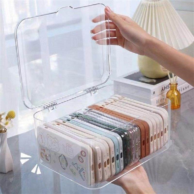 Ins Transparent Phone Case Organizer Storage Box with Cover