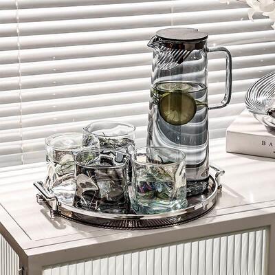 Glass cup set beer cups with tray holder heat-resistant si