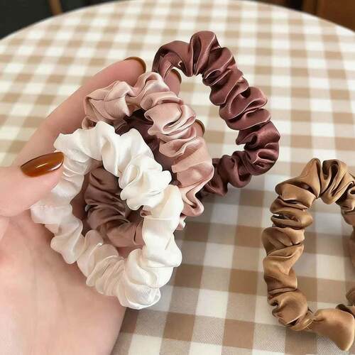 4pcs Pure Silk Skinnies Small Scrunchie Set Hair Bow Ties Ro