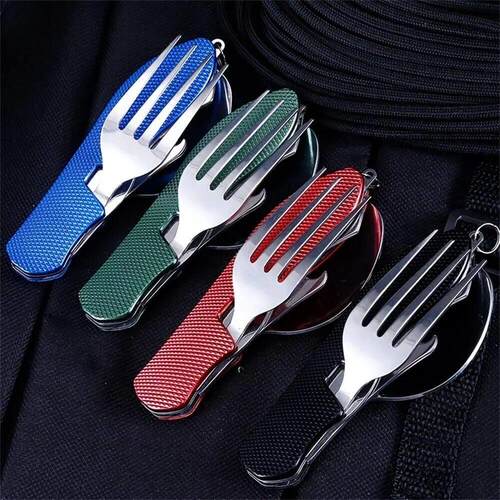 Foldable Camping Utensil Set - Multi-Functional Knife, Fork,