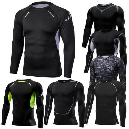 Men Compression Running T Shirt Fitness Tight Long Sleeve Sp