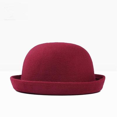 Lady's hat bowler hat women礼帽女士毛呢卷边圆帽
