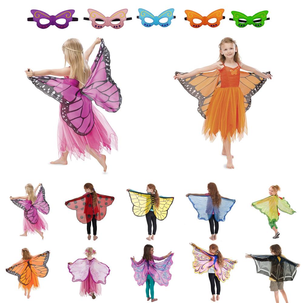 Kids Butterfly Costume Girl Fairy Butterfly Wings Chiffon Bl