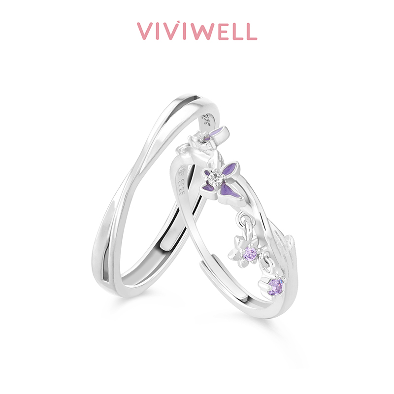 VIVIWELLS925银丁香少女情侣对戒
