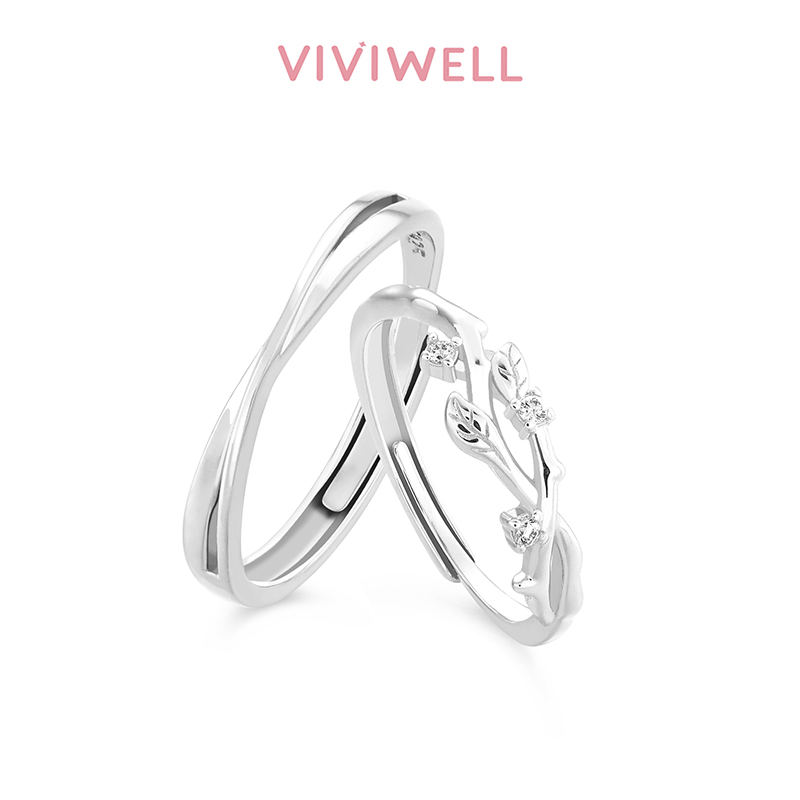 VIVIWELLS925银枝上花开情侣对戒