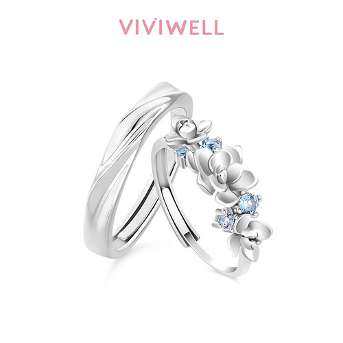 VIVIWELL梦澜花开925银对戒