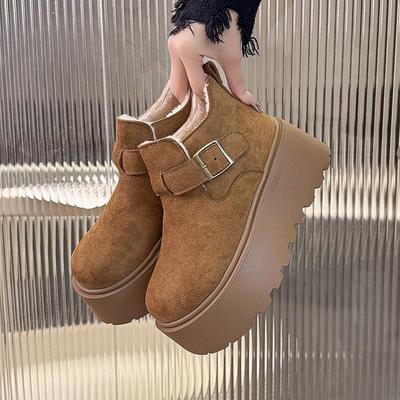 丑萌大头雪地靴2025冬季新款加绒面包鞋松糕厚底勃肯棉鞋女款