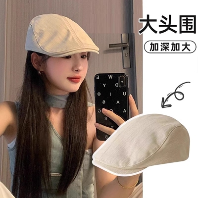 英伦风女帽子前进帽女士复古大头围高级感小众时尚报童画家帽子