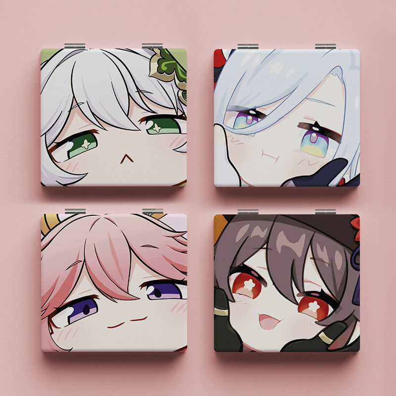 周边镜子ins神子雷电将军小镜子随身折叠化妆镜女学生补妆镜