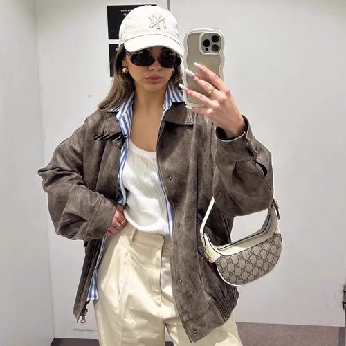 廓形飞行员夹克外套美式