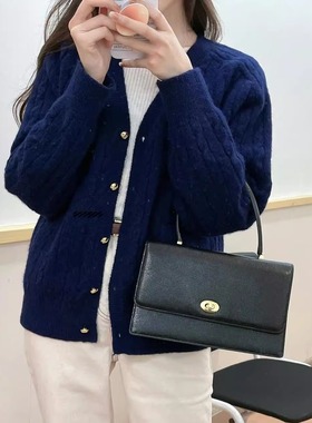 国现 Lerobe美娜家牛皮手提小方包金属扣翻盖腋下包蜥蜴纹单肩包