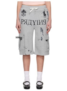 买手店正品现货Praying直筒休闲裤25新品印花灰色工装卫裤七分裤