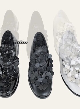 正品 TOKYO BOPPER乐福鞋可爱花朵浅口亮片圆头玛丽珍皮鞋平底鞋