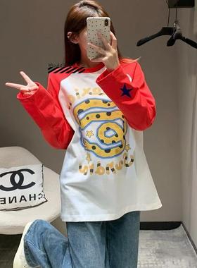 正品Alexia Sandra贺峻霖同款幸运星贪吃蛇本命年红色趣味印花T恤