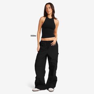 国现秒发 CSB黑色挂脖运动背心带胸垫低腰宽松阔腿拖地长裤工装裤