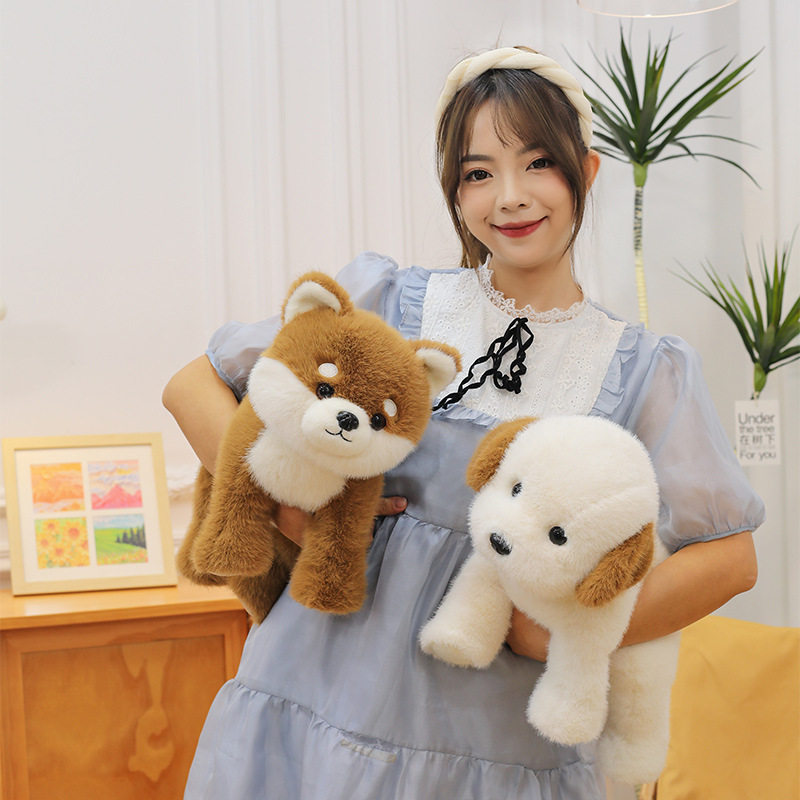 坐卧系列小狗毛绒玩具西高地秋田犬公仔抱枕狗狗公仔可爱礼物批发