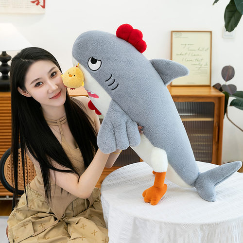 可爱鲨不拉鸡公仔毛绒玩具女孩床上陪睡玩偶暖心陪伴女友生日礼物