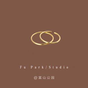 「神仙素圈」轻奢简约百搭金色戒指14k叠戴小众设计感个性指环