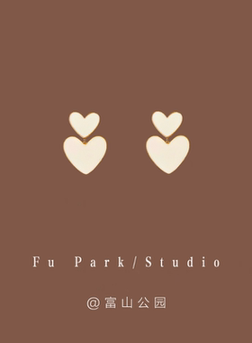 「白桃奶盖」轻奢气质百搭乳白色爱心耳钉925纯银小众设计感耳环