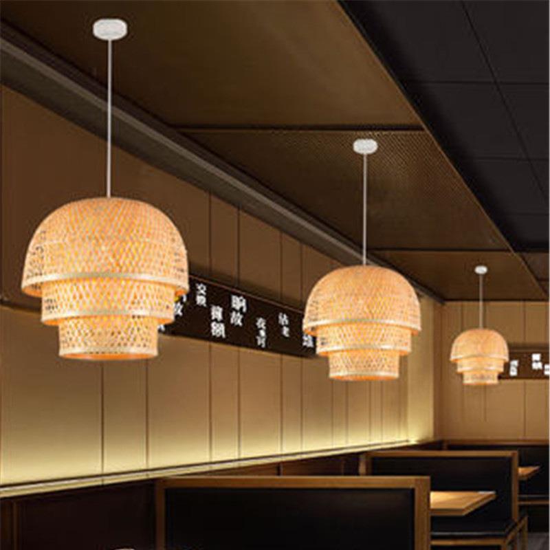 新中式餐竹艺吊灯饮店餐馆灯具饭店创意餐厅客厅茶室灯简约竹编灯