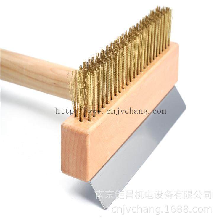 南京钜昌木柄铜丝刷带不锈钢刮板 烤箱烤炉清洁刷 总长120cm,厨房/烹饪用具,烧烤刷,淘宝优惠券,粉丝福利购,淘宝优惠卷