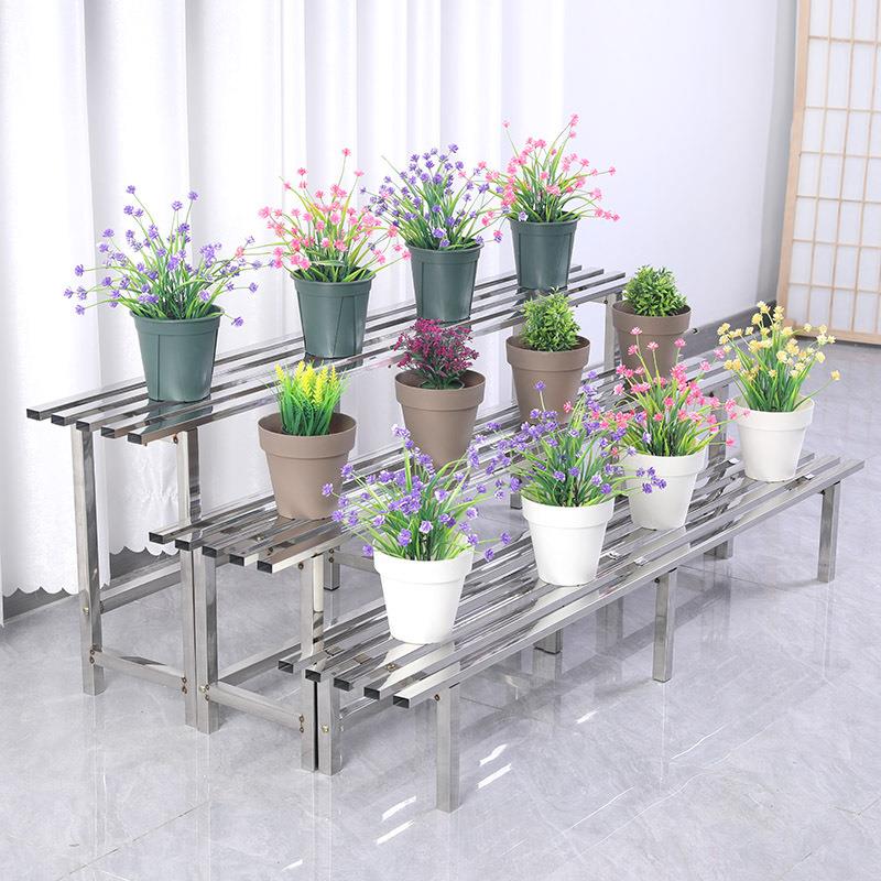 不锈钢花架阶梯式组合阳台多肉专用多层架加宽户外植物摆放花盆架