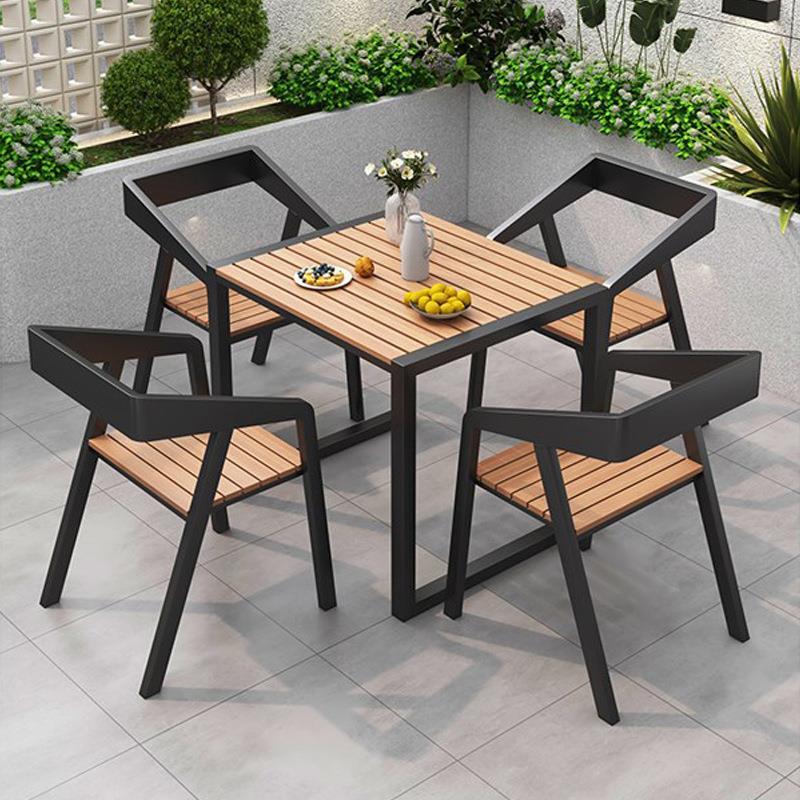 定制公园户外庭院桌椅阳台防水户外餐桌椅家具民宿塑木桌椅组合