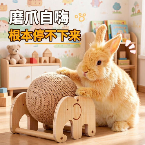 宠物兔子解闷玩具耐咬磨爪球侏儒垂耳道奇兔刨地抓啃板专用玩具用
