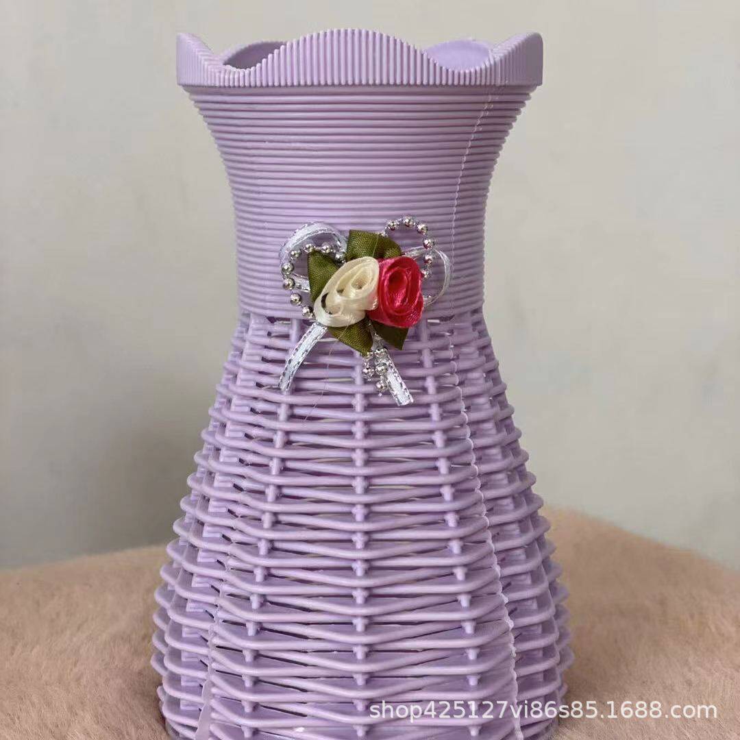 塑料花篮 防藤编设计耐用摔不坏仿真花插花瓶