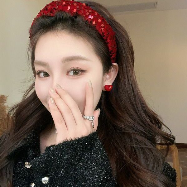 红色发箍外出百搭女款2024新款发卡头箍高颅顶发捆高级感洋气时尚