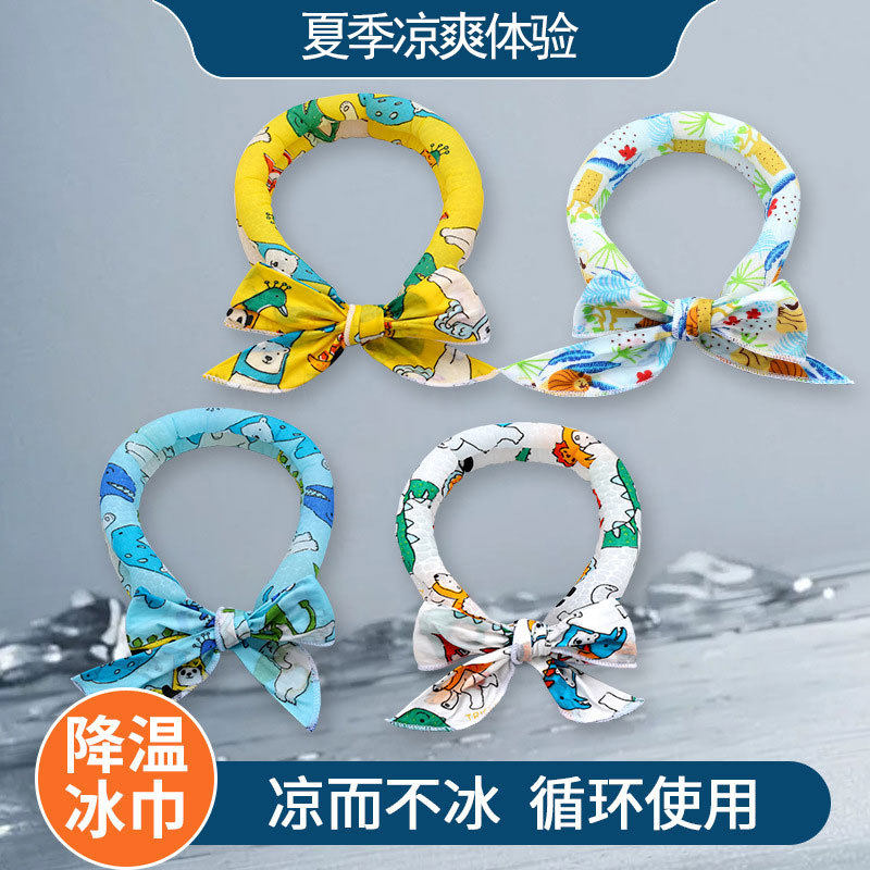夏季宠物降温冰巾卡通丝巾项圈猫狗通用凉而不冰循环使用