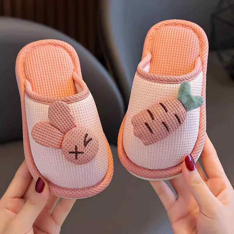 儿童亚麻拖鞋女童软底防滑家居室内棉麻拖鞋春秋四季亲子宝宝拖鞋