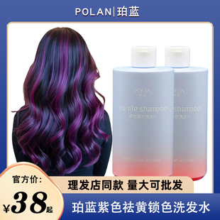 珀蓝紫色祛黄洗发水500ml补色固色护色锁色移黄洗发水理发店批发