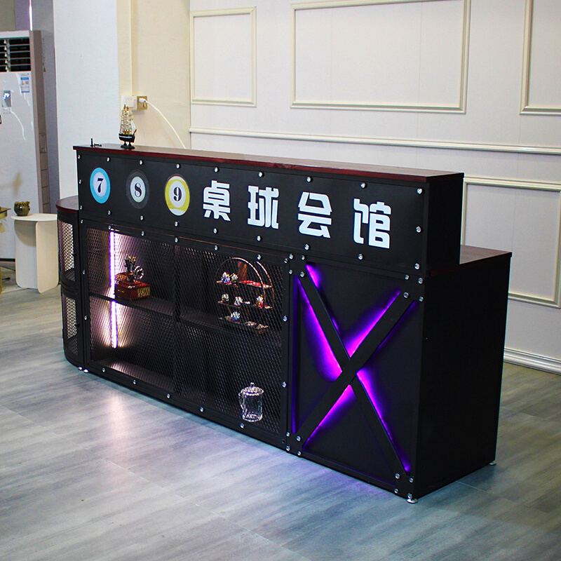 音乐厅台球馆收银台转角复古烧烤店酒吧吧台工业风接待台前台