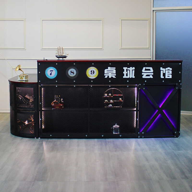 音乐厅台球馆收银台转角复古烧烤店酒吧吧台工业风接待台前台