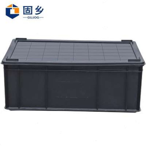 极速固乡 防静电周转箱 黑色塑料静电胶框箱 物料盒 带盖子【黑色